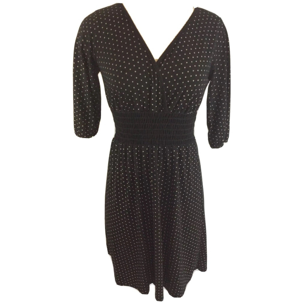 Maurices Dress Women's Sz S Black & White Polka Dot V-Neck Stretch Pullover